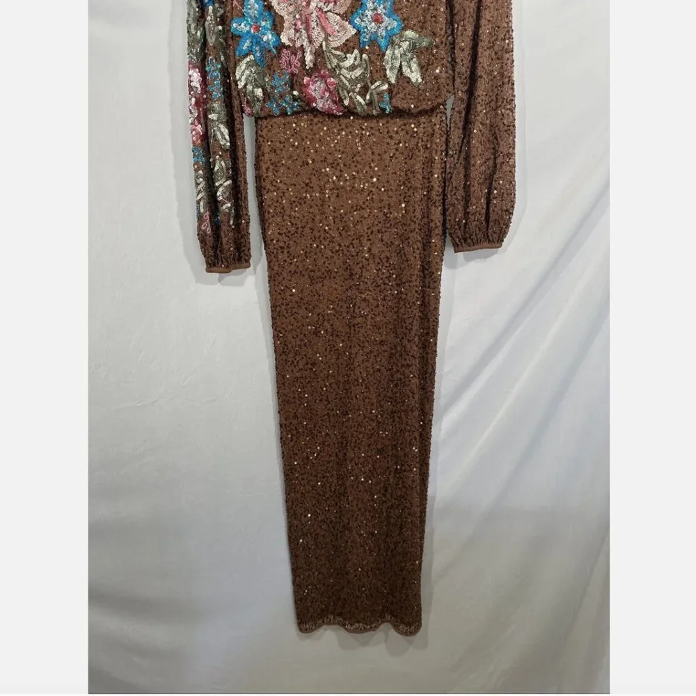 NWT $598‎ Mac Duggal [ SZ 4 ] Embellished Multicolor Floral High Neck Gown #Q768
